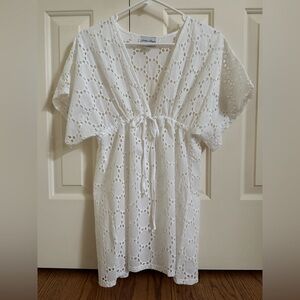 Jordan Taylor White Eyelet Beach Cover or Top
